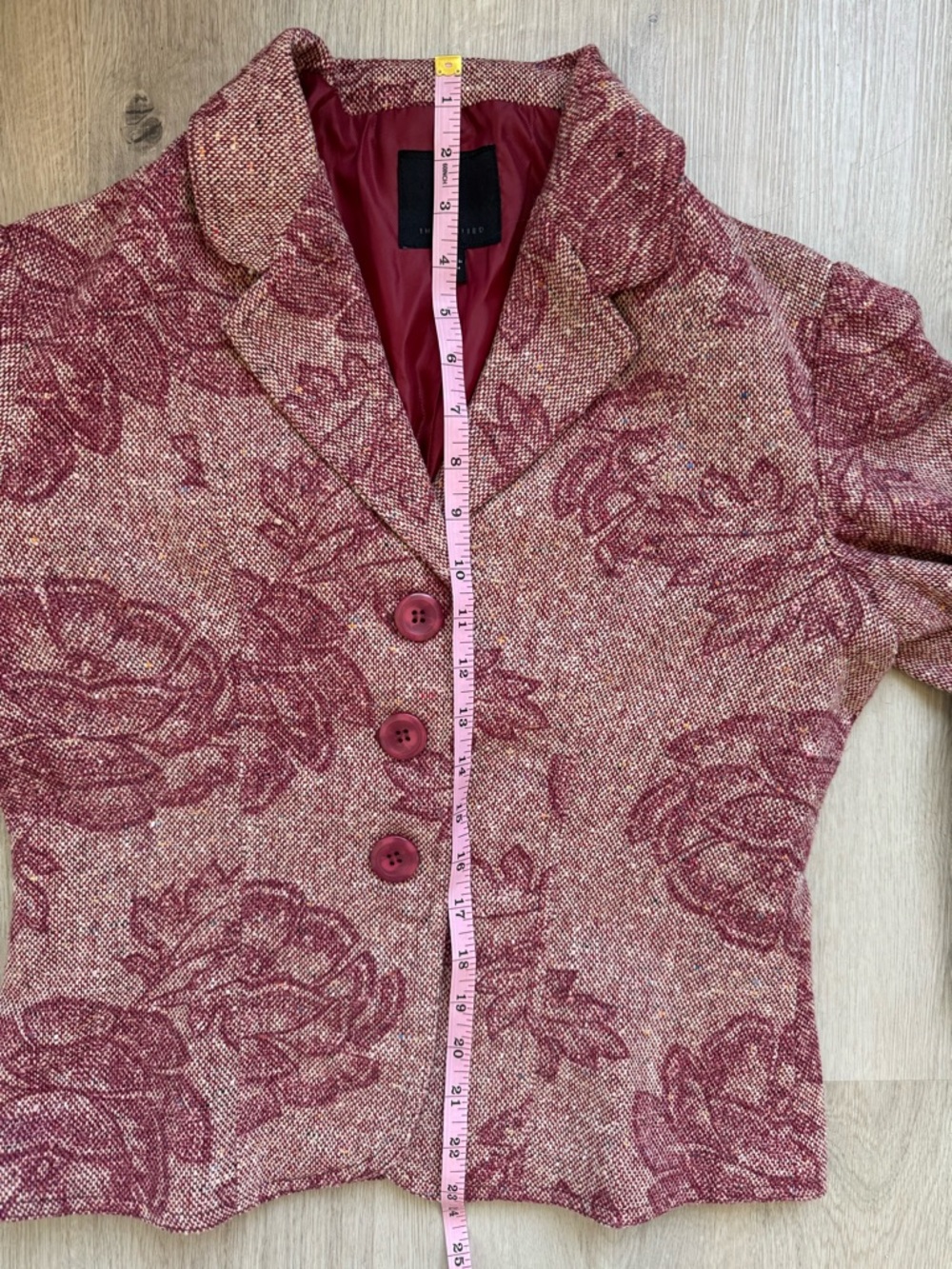 The Limited Red Floral Tweed Blazer Jacket Size 6 - Picture 6 of 9